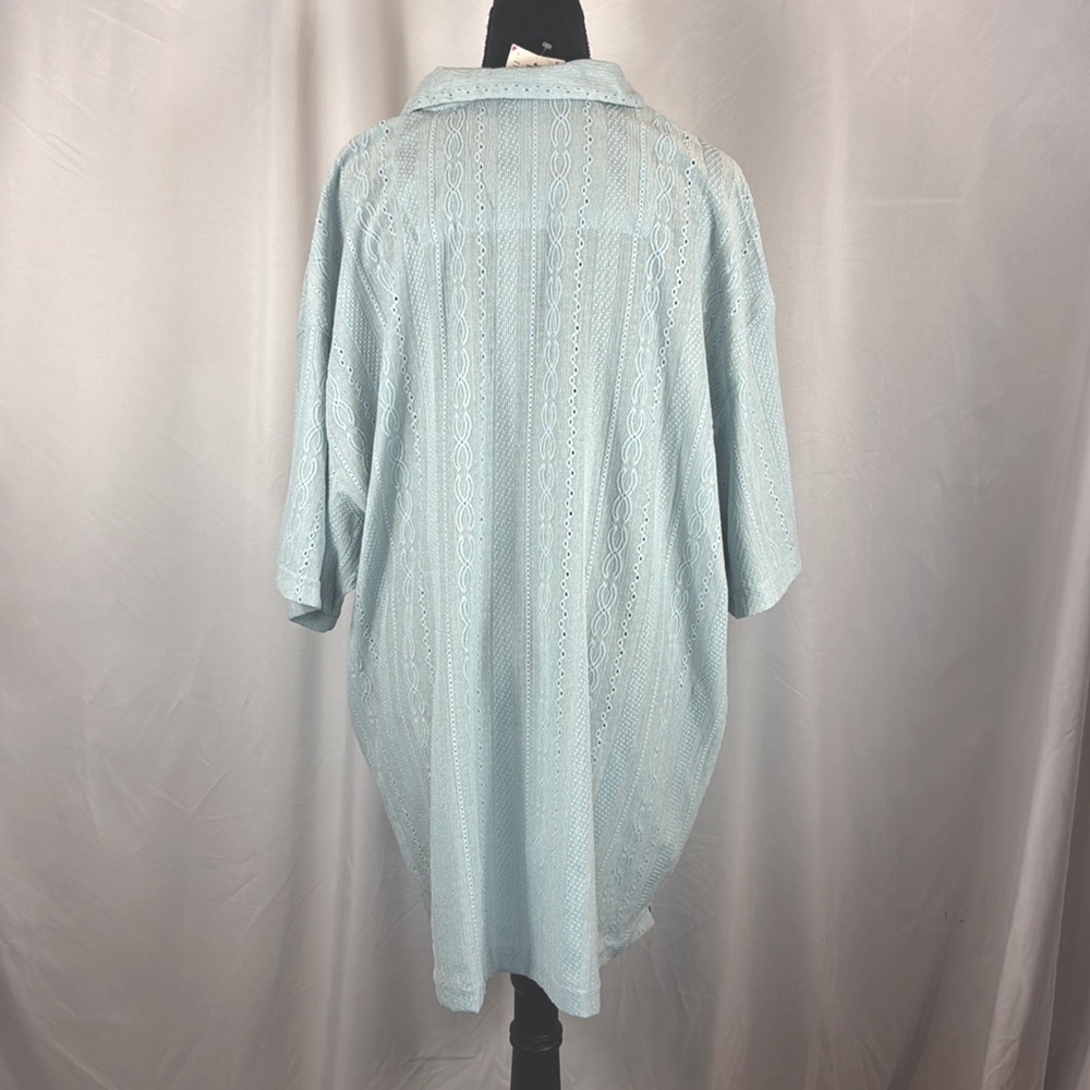 NWT Malibu Light Blue Textured Fabric Button Down Shirt - Picture 3 of 8